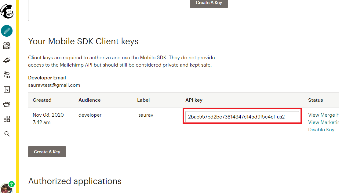 Mailchimp API key